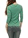 Allegra K Women's Striped V Neck Baseball Tee T-Shirts Long Raglan Sleeve Top Medium Green