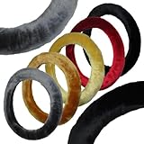 Synthetic Animal Furry Fluffy Steering Wheel Cover Extra Thick Diamater and Fur for Increased Comfort, Size: Medium, Color: Vanilla