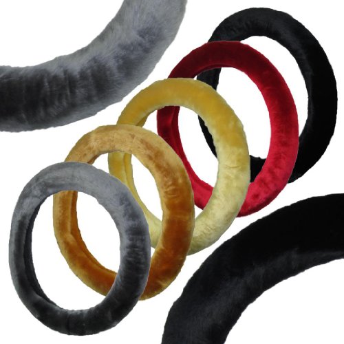 Synthetic Animal Furry Fluffy Steering Wheel Cover Extra Thick Diamater and Fur for Increased Comfort, Size: Medium, Color: Vanilla