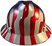 MSA Full Brim Patriotic Hard Hat with American Stars and Stripes Hard Hats - One Touch Suspension 