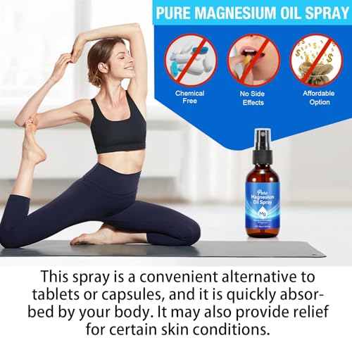 Pure Magnesium Oil Spray, Topical Magnesium Spray Glass Bottle, Organic Magnesium Spray for Feet, – Made with Concentrated Pure Magnesium Chloride Oil (2 Pack 2 fl oz)