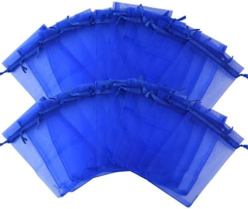 100pcs Organza Bags-Tojwi 3.94"x5.91" Drawstring Pouches Jewelry Candy Gift Favor Bag for Party Wedding Storage Bags(10x15cm, Blue)