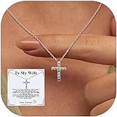 FaithHeart Stainless Steel Small Silver Cross Necklace for Women with Message Card - Non Tarnish Dainty Christian Faith Pendant Necklaces Gifts for Mom Wife, Birthday Jewelry Gift for Her
