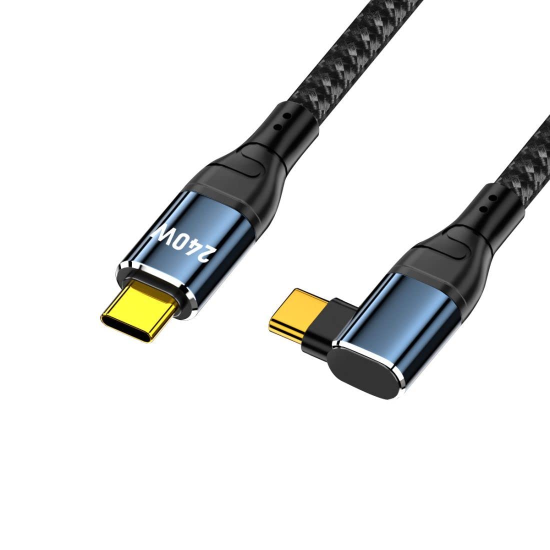chenyang USB C to USB C 240W Cable 480Mbps 48V 5A 90 Degree Right Angled Compatible with USB2.0 100W Charging 0.5M — image 1