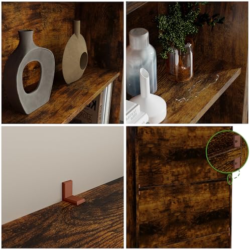 Alma Hogar Librero Minimalista de 6 Compartimentos de Almacenamiento, Estante de Madera para Sala y Oficina, Altura 180 cm (Color Retro)