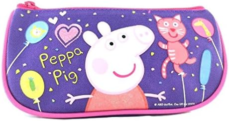 Disney Authentic Licensed Peppa Pig Multi Purpose Triangle Style Pencil Case-PURPLE