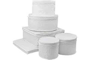 LAMINET 6 Piece Quilted Dinnerware Storage Starter Set - Includes 4 Plate Cases, 1 Cup Case & Platter Case - WHITE