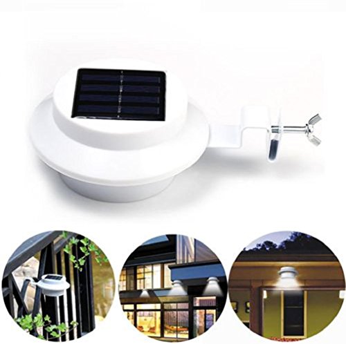 image for JPOQW(TM) Solar Gutter Lights, 4 LED Solar Powered Lights for Outdoor/