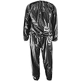 Roexboz Fitness Sweat Sauna Suit Weight Loss Full Body Sweat Top Pant Anti-rip PVC Sweat Suit Fitness Workout Slimming for Men Women (Size: 3XL)