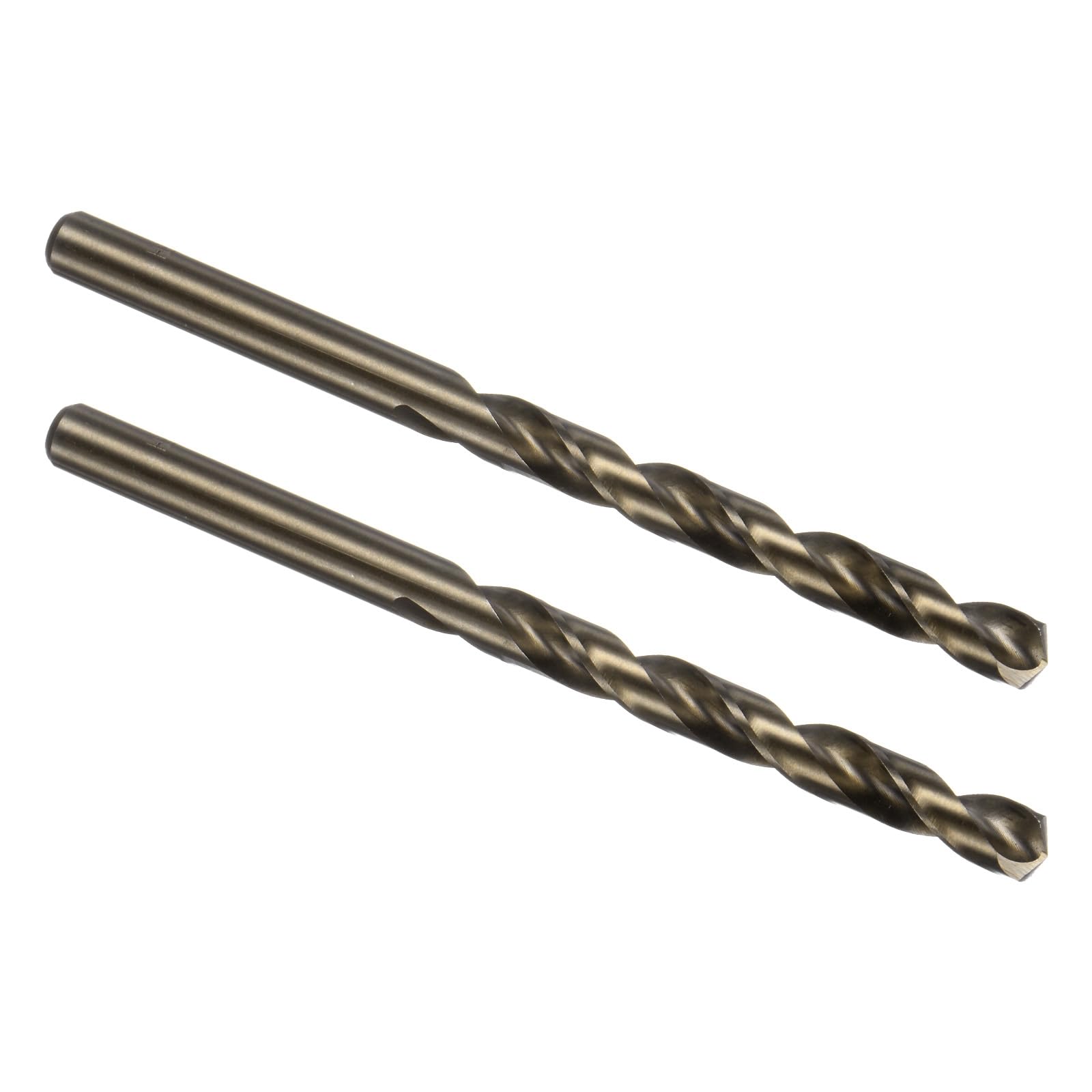 Kozelo 2PCS Twist Drill Bit - [7mm/0.28"] Titanium Plating M35 High-Speed Steel Cobalt Cobalt Round Shank Jobber Bit Set Gold for Metal Wood Plastic Steel Use, 65mm/2.56" Blade Length — image 1