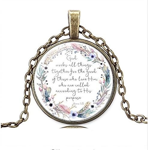 God Works All Things Together for The Good of Those who Love Him Romans 8 28 Bible Verse Necklace