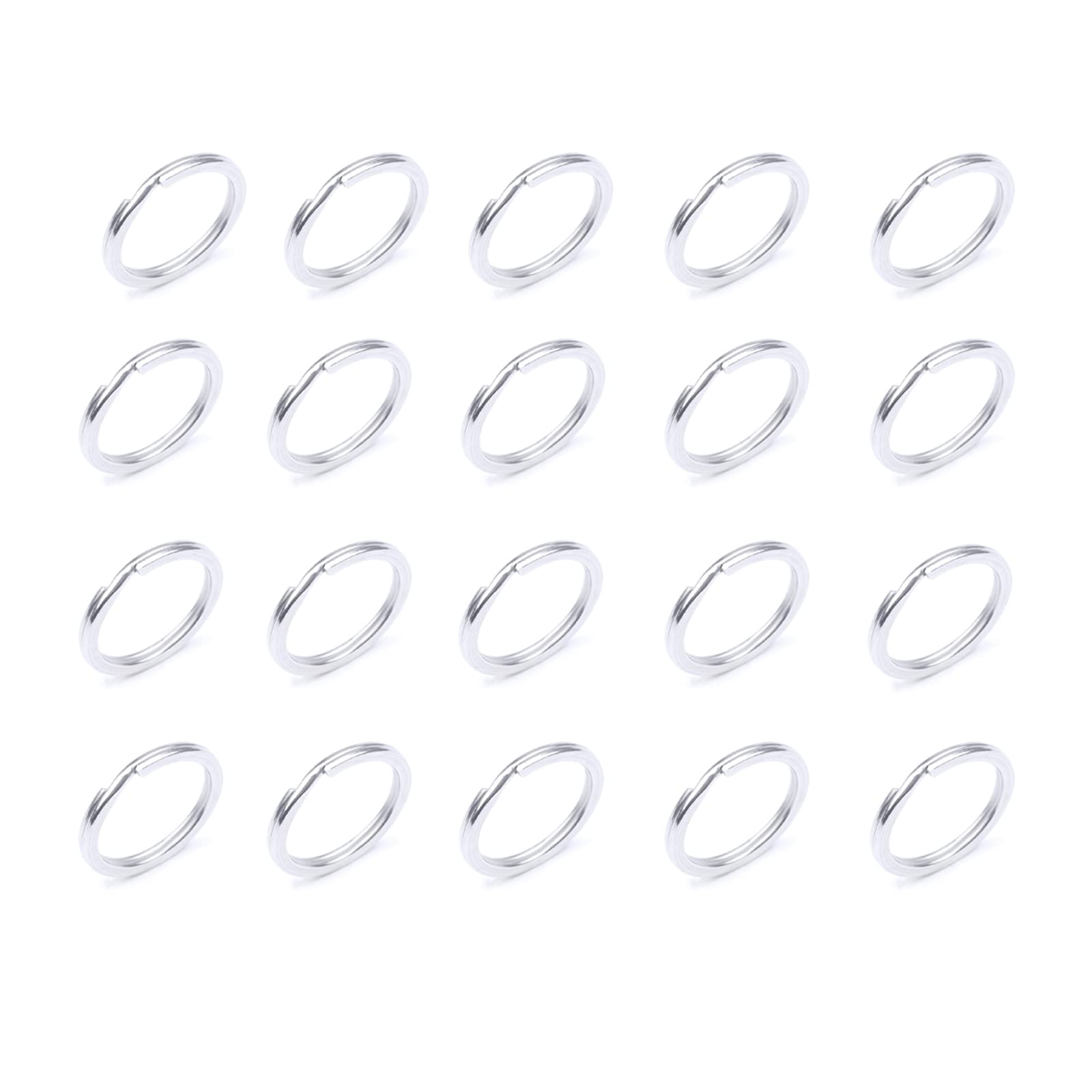 20 pieces 304 stainless steel key ring, diameter 25 mm key ring, flat key ring, circular key ring hoop for all types of keys, DIY, crafts