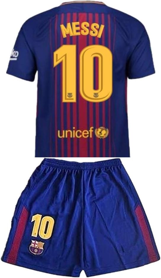 GuoXinyin Messi #10 2017-2018 New FC Barcelona Home Jersey & Shorts for Kids/Youth