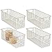 mDesign Narrow Farmhouse Decor Metal Wire Food Storage Organizer Bin Basket with Handles for Kitchen Cabinets, Pantry, Bathroom, Laundry Room, Closets, Garage - 16