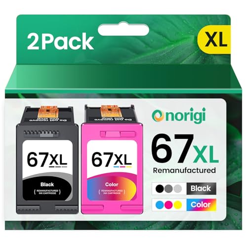 Photo 1 of Onorigi Remanufactured Ink Cartridge Replacement for HP 67XL Ink Cartridges use with 2700 2700e 2752 2752e 2742e 2755e 4100 4100e 4152e 4155e 6000 6055e 6055 6400 6458 (1 Black, 1 Color)