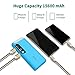 Power Bank,Emnt 15600mAh High Capacity Fast Charging Dual USB Port Portable Charger With LED Flash Light LCD Digital Screen Smart External Battery Pack for Iphone,Samsung,Camera,Tablets and More-Blue