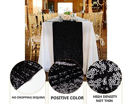 4 ShinyBeauty+Sequin+Table+Runners+Black