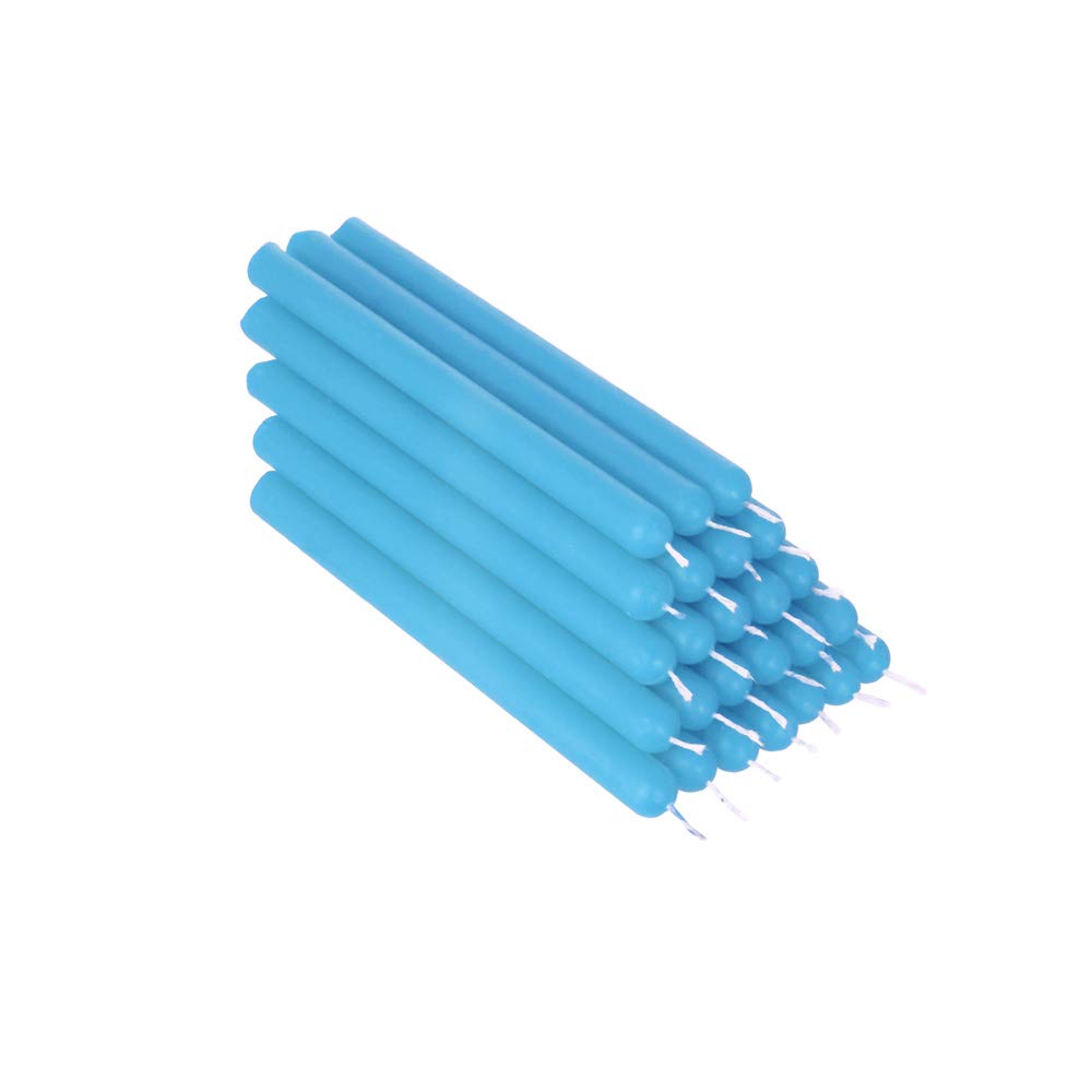 NKlaus 25x Light Blue Paraffin Wax 12cm sootfree Table Candles Coloured Easter Candles Ritual Candle Wedding Candles drip Candles 36338