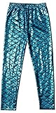 Alaroo Girls Stretch Mermaid Fish Scale Leggings Tights Light Blue 7-8 Years