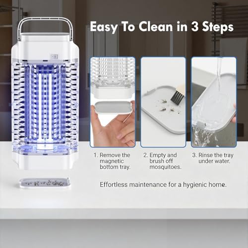 Mata Mosquitos electrico, lampara antimosquitos,Matamoscas eléctrico UV de 4200 V y 18 W, Captura Doble eficaz: luz UV + Efecto térmico, Amplio Alcance de 140㎡,para Interiores y Exteriores