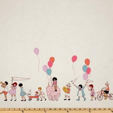 Children at Play On Parade Double Border Multi Fabric By The Yard