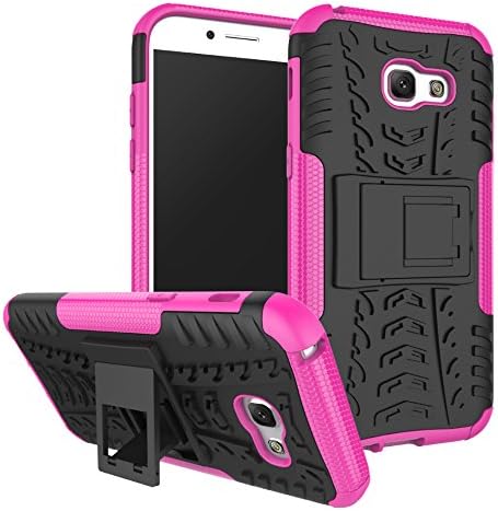 Samsung Galaxy A5 2017 Case , B1ST Military Tires Leather with Kickstand Heavy Duty Cover Impact Resistant Corner Protection Shockproof Anti-fall,Scratch Resistant TPU Soft Cover (Pink)