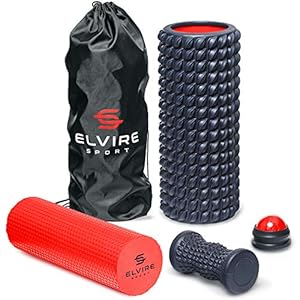 ELVIRE Foam Roller Deep Tissue Massager Set - Includes: Foam Rollers, Massage Roller Soft & Trigger Point, Massage Ball…