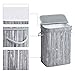 SONGMICS Bamboo Laundry Hamper Storage Basket Foldable Dirty Clothes Box Bin with Lid Handles and Removable Liner Rectangular 72L Distressed Gray ULCB10GW