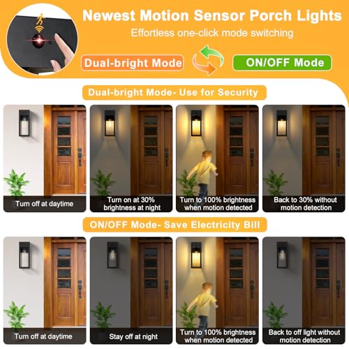 OYKYOHEI Outdoor Wall Lights, Security Lights Outdoor with Motion Sensor, Dusk to Dawn Outdoor Lights Mains Powered, Waterproof Anti-Rust Wall Lights for Garden, Entryway, Doorway, Garage