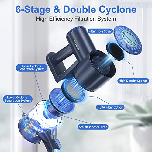 PRETTYCARE Cordless Vacuum Cleaner, Self-Standing, 180° Bendable Wand, 6 in 1 Lightweight Stick Vacuum Powerful Suction, Rechargeable Cordless Vacuum for Hardwood Floor Pet Hair, W400