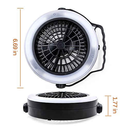 VEEAPE LED Camping Lantern, Rechargeable Tent Light with Ceiling Fan(2rd Generation), The One of Best Camping Gear for Emergency, Hurricane, Power Outage
