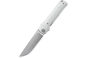 Petrified fish PFB04 Tena Folding Knife, 3.82" D2 Steel Satin Blade G10 Handle Pocket Folding knife for EDC Camping Outdoor (White Satin)