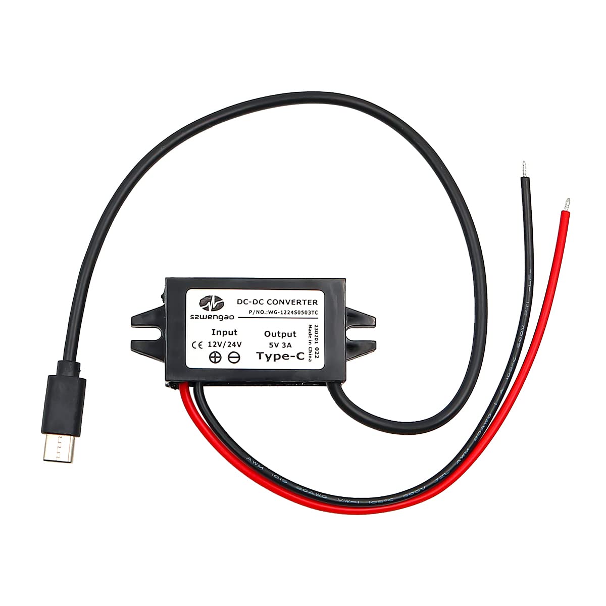 VOANZO 12V to USB Adapter 24/12 to 5V Type C Voltage Regulator for Mobile Phones Tablet PCs Laptops Car Recorders Navigators 5V Electronic Devices