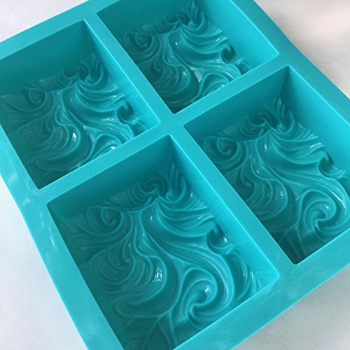Ocean Wave, Cloud & Smoke Silicone Mold, 3.5 oz Cavities, 4 Bars
