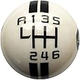 Gear 6 Speed Round Ball Type R S Shifter for Mustang Shelby GT 500 Cobra Manual Gear Shift Knob Trim Selector Red White Black (White, R on the left)