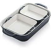 Sweejar Ceramic Bakeware Set, Rectangular Baking Dish for Cooking, Kitchen, Cake Dinner, Banquet and Daily Use, Casserole Dishes for Oven Porcelain Baking Pans (Navy)