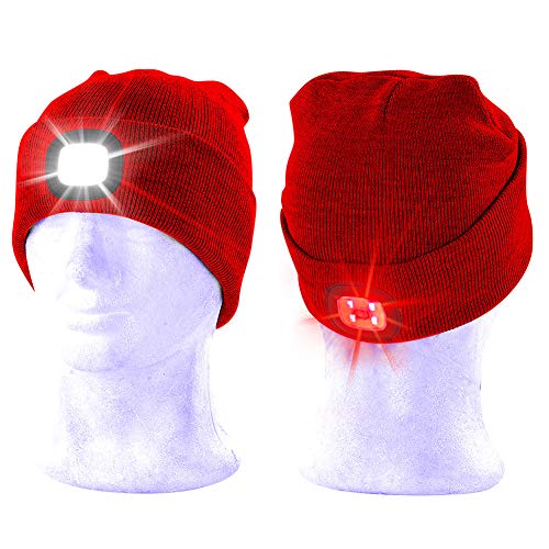 INHDBOX LED Mütze Kappe, Strickmütze mit USB Nachladbare Licht, Beleuchtung und blinkende Warnungs-Arten 8 LED, einfache… – Bild 4