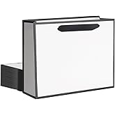 QIELSER 12 pcs Gift Bags Bulk Extra Large Size 16x6x12 Inches White Kraft Paper Shopping Bags with Ribbon Handles and Black Trims for Birthday Retail Wedding Baby Shower Valentines
