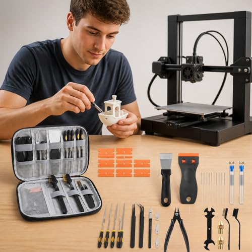 3D Printing Cleaning Brush 3D Printing Toolkit for Bambu Lab Tool 3D Printer Tools 3D Printer Scraper Nozzle Cleaning Kit with Tweezers, Pliers, Nozzle Needles, Wrenches, Screwdriver Bits