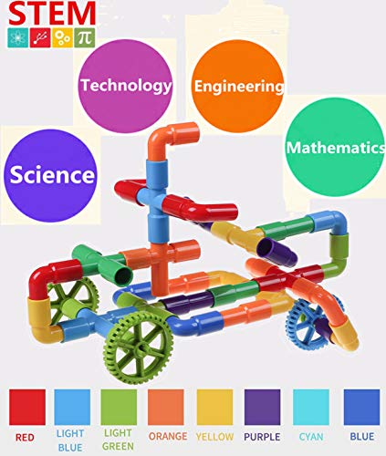 burgkidz 176 Piece Pipe Tube Building Toy Building Blocks, Pipeworks Construction Interlocking Creative Connecting Kit, Great STEM Toy for Both Boys Girls Ages 3+