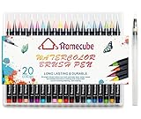 Watercolor Brush Pens, Homecube 20 Colors Water Based Painting Markers with a Water Coloring Brush for Children & Adults Coloring Books, Manga, Comic, Calligraphy