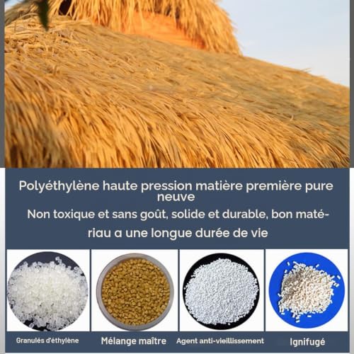 NIANTONG Straw Roof Thatch PE Roll of Thatch Palm Tree Fireproof Anti-aging for Outdoor Roof Pavilion Tiki Bar Decoration (0.5 x 10 m)
