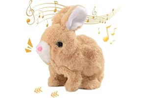 Jorlzeut My Realistic Bunny Toy,Bunny Realistic Bunny,Can Jump Can Talk(Brown)