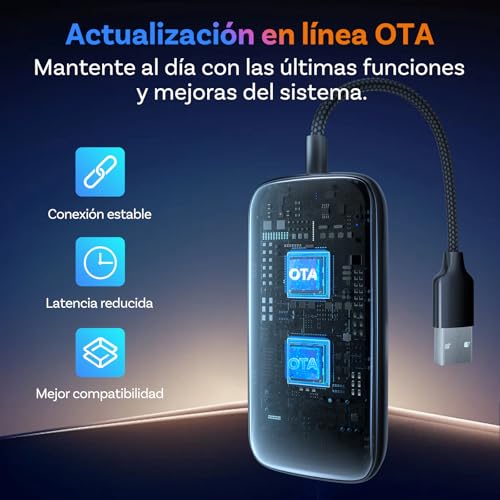 OTTOCAST Play2Video Ultra 2026 AI Box, Adaptador Inalámbrico CarPlay y Android Auto con Youtube, DAZN, Spotify, WiFi 6, 4GB+32GB, Plug & Play para Coche con CarPlay por Cable Desde 2016