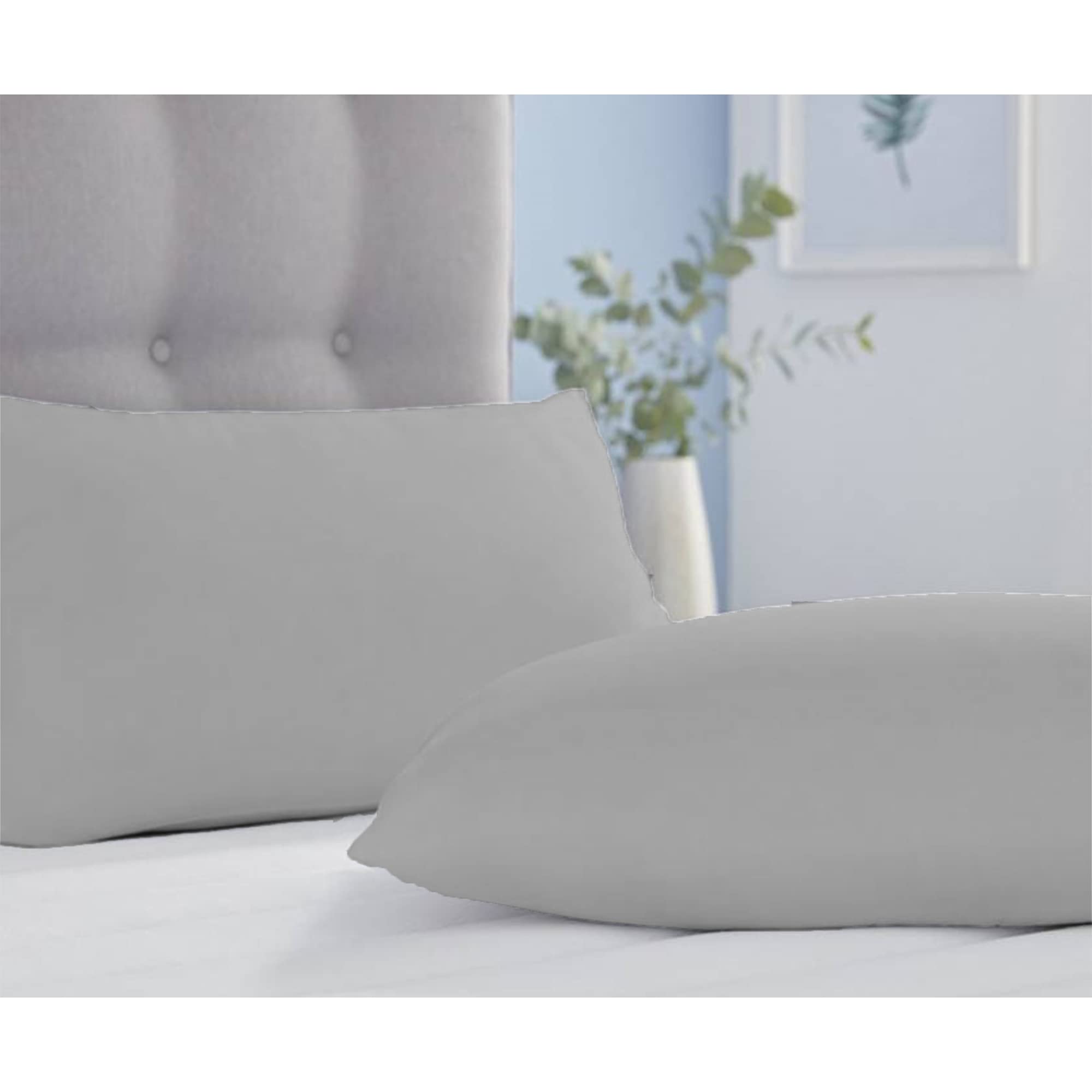 Hotel Quality Ausa Pillowcases 2 Pack - Pollycotton Silver Pillowcovers for Hair and Skin Standard Size with Envelope Closure, 50 x 75 cm