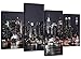 Wallfillers Canvas Pictures of New York Skyline for your Living Room - NYC Cityscape Prints - Modern Split Set of 4 City Canvases - Multi Panel - XL - 130cm Wide