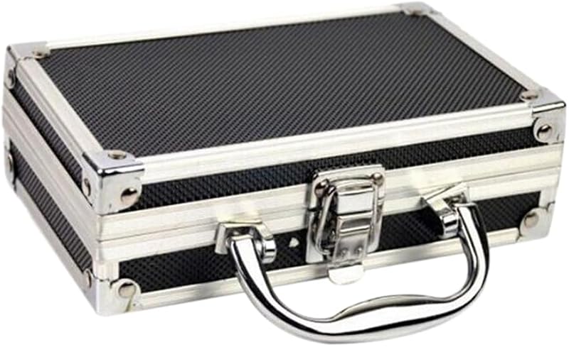 Fawiwpse Aluminum Alloy Small Portable Toolbox Storage Box Silver Black