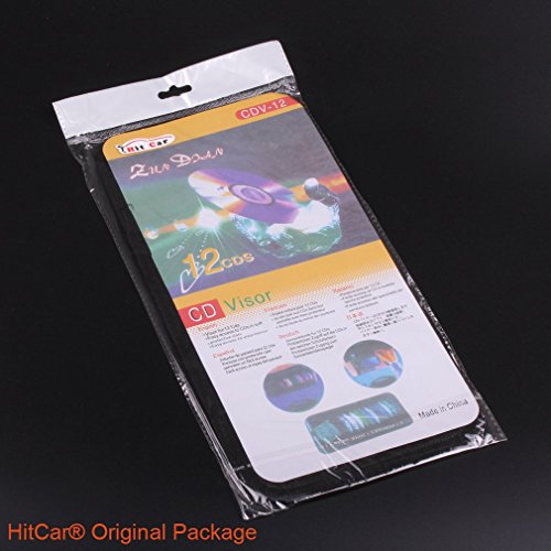 HitCar Car CD DVD Holder 12 Disc Storage Case Organizer Sun Visor Sunshade Sleeve Wallet Clips (Black Color)