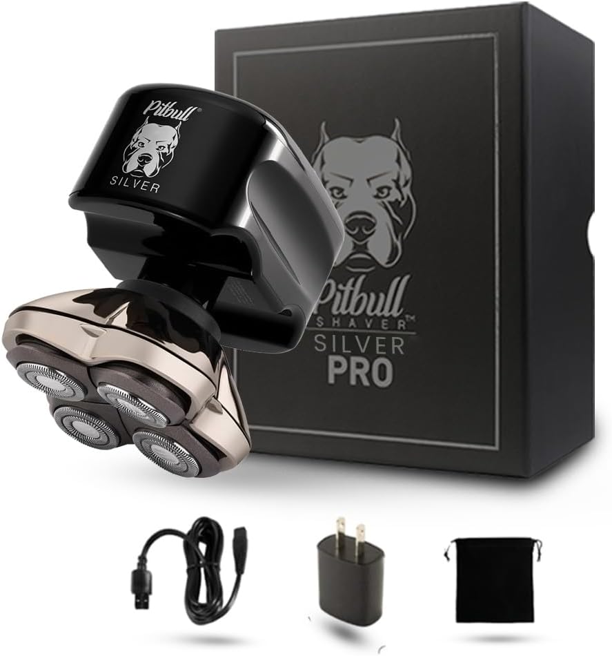 Skull Shaver Pitbull Silver Pro Head and Face Shaver Electric Men Wet Dry