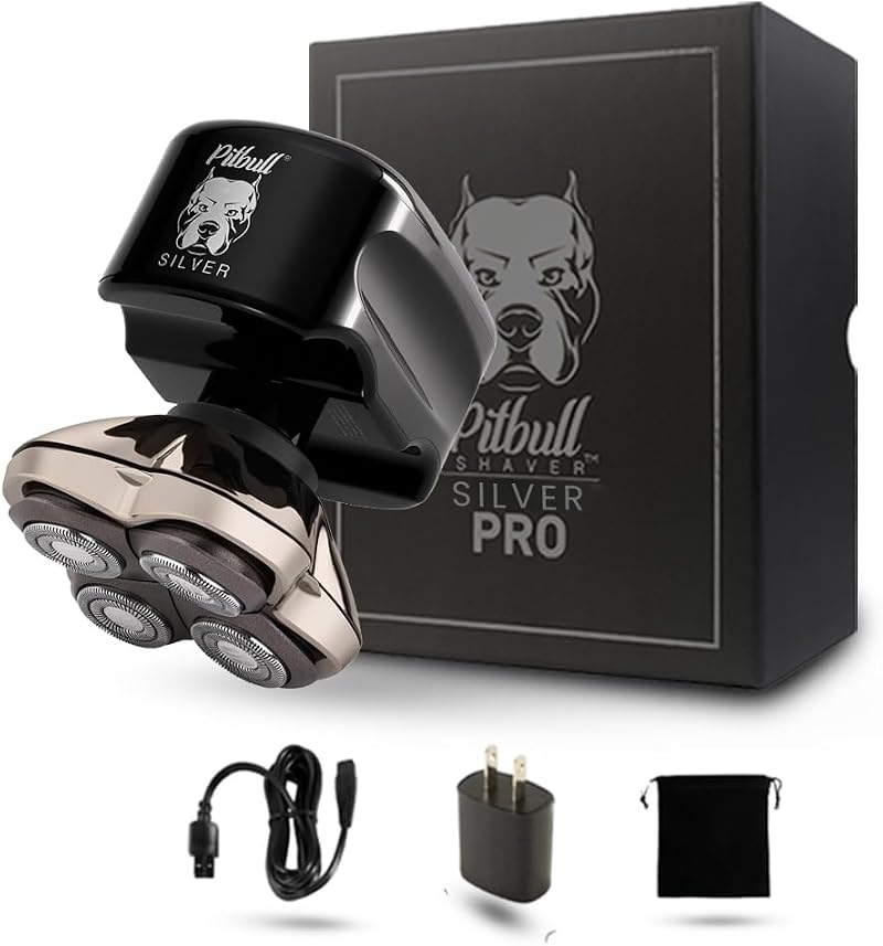 Skull Shaver Pitbull Silver Pro Head and Face Shaver Electric Men Wet Dry